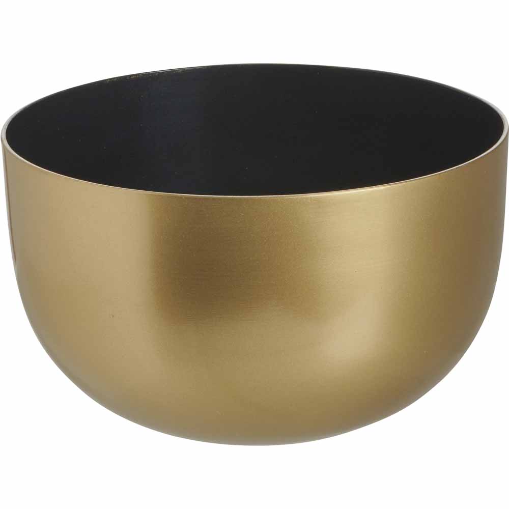 Wilko Black/Gold Large Metal Bowl Image 1