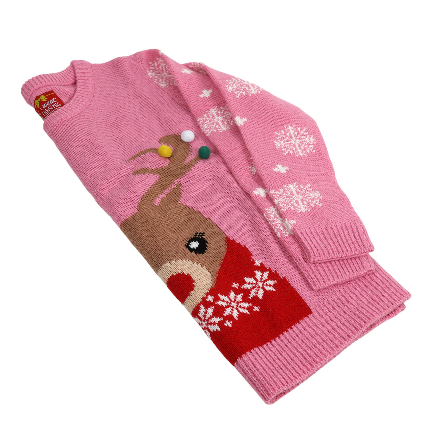 Kids Reindeer Jumper  - Pink / 6-8 Years Image 2