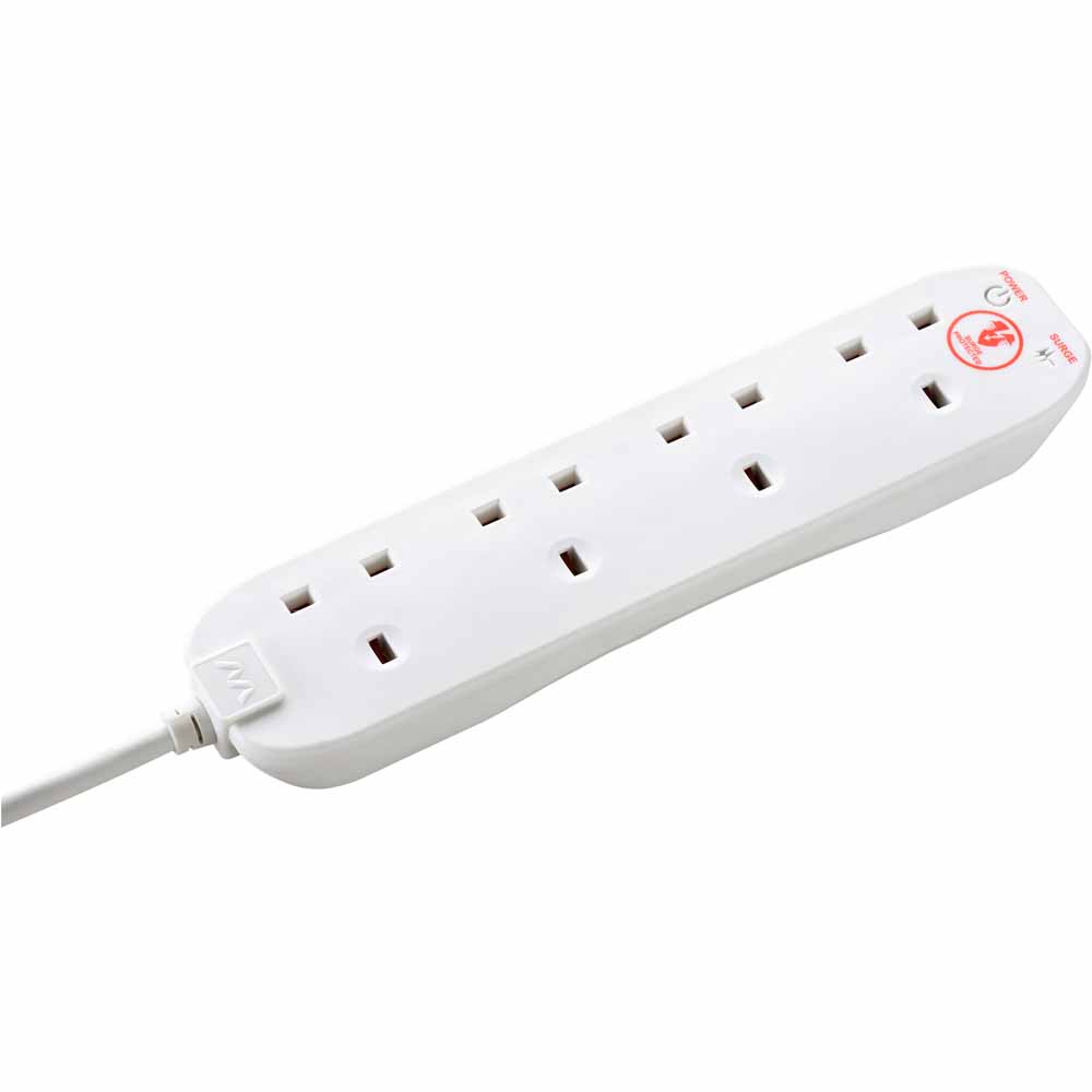 Masterplug 13amp 4m 4 Gang White Surge Protected Extension Lead Image 5