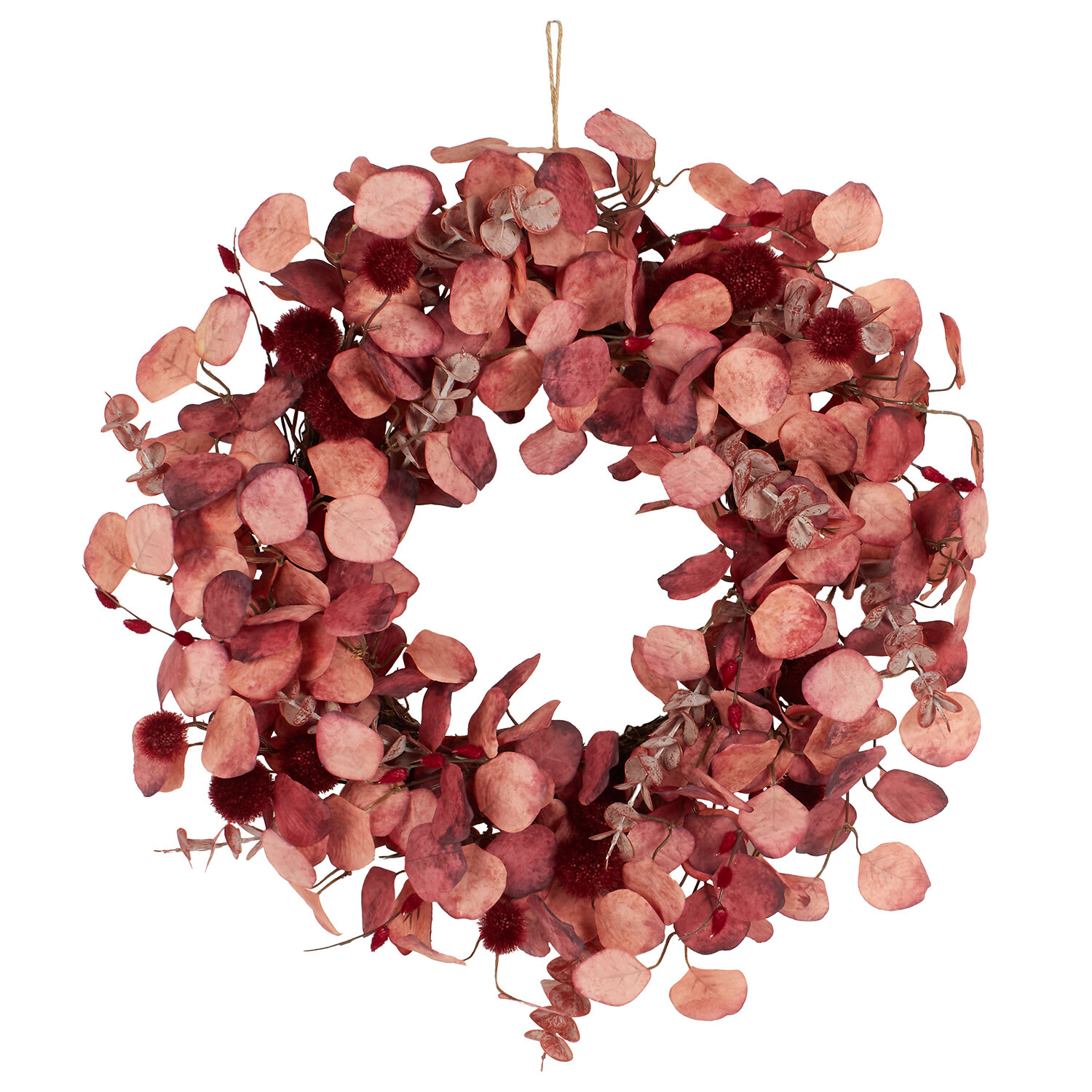 Burgundy Eucalyptus and Willow Wreath Burgundy Image 1