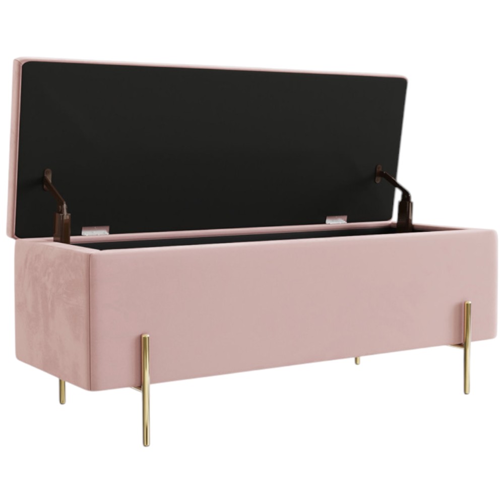 GFW Mystica Blush Pink Velvet Ottoman Storage Bench Image 3