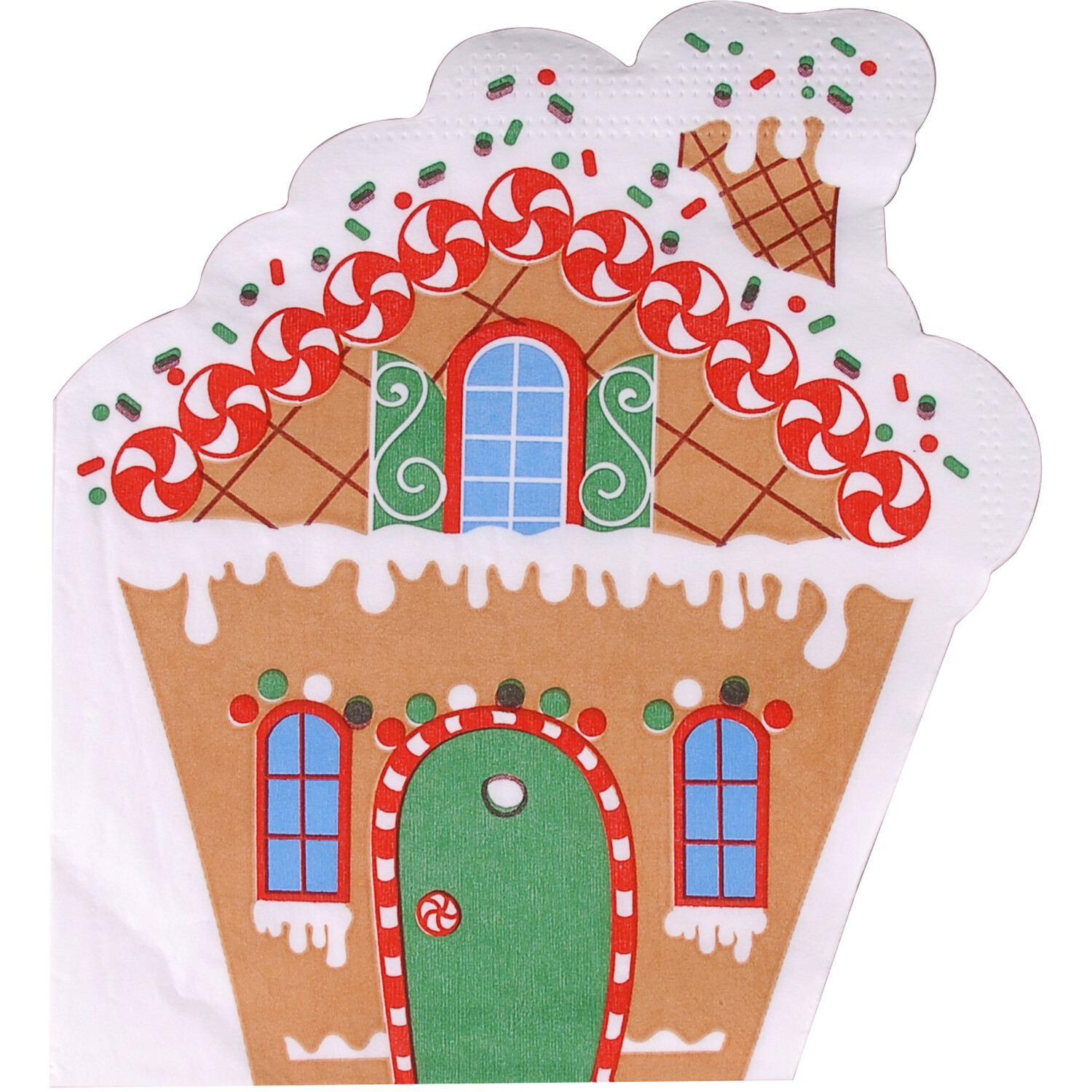 Pack of 12 Gingerbread House Shaped Napkins Image