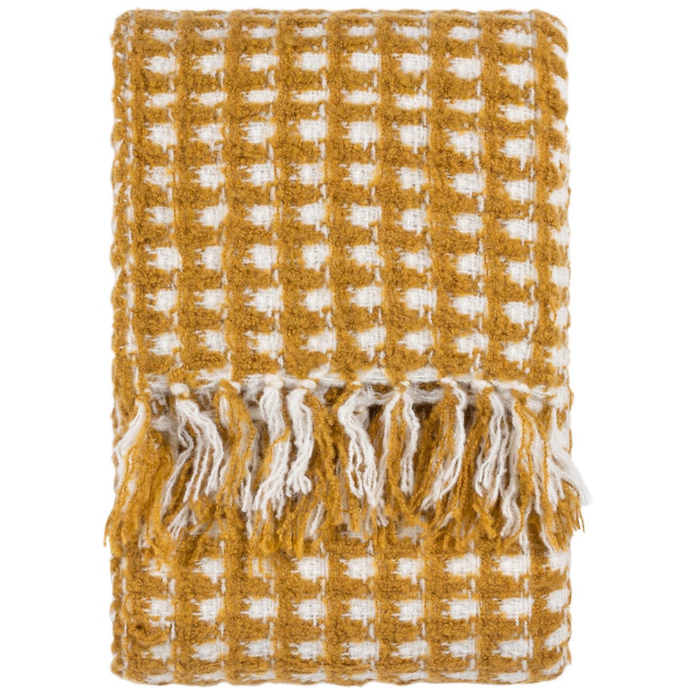 furn. Toasty Ochre Waffle Throw 130 x 180cm Image 1