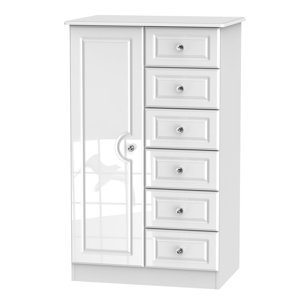 Marbella 1 Door 6 Drawer White Childs Wardrobe Wilko