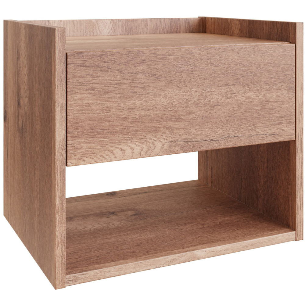 GFW Harmony Single Drawer Oak Wooden Wall Mounted Bedside Table Set of 2 Image 3