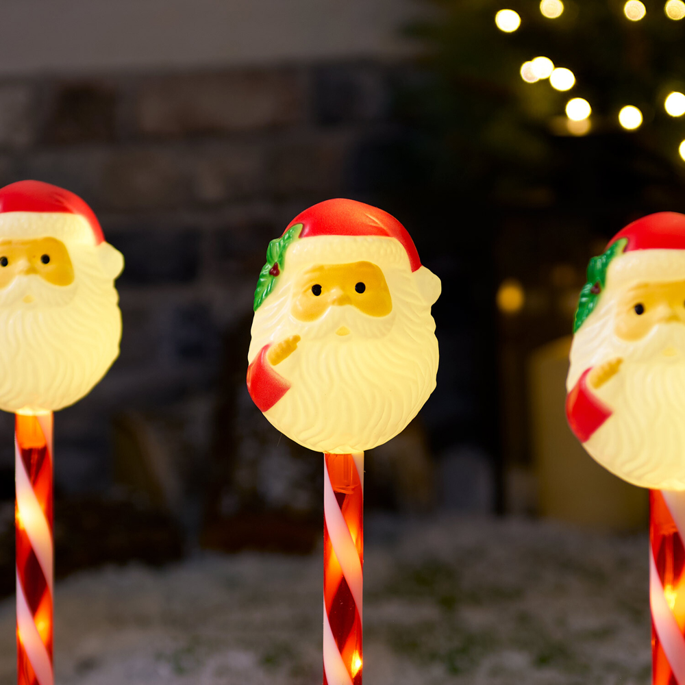Set of 5 Retro Santa Stake Lights Image 4
