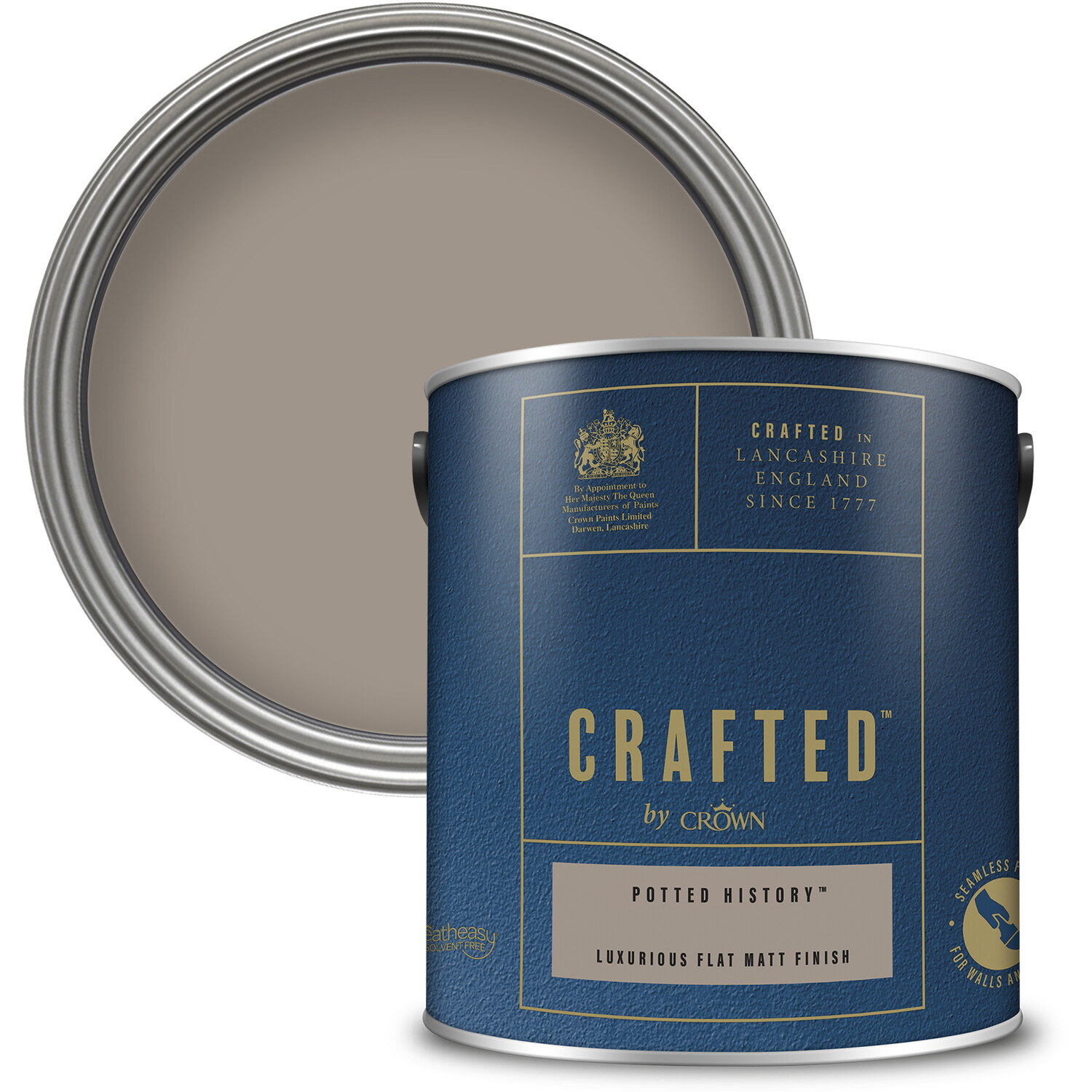 Crown Crafted Walls and Wood Potted History Luxurious Flat Matt Paint 2.5L Image 1