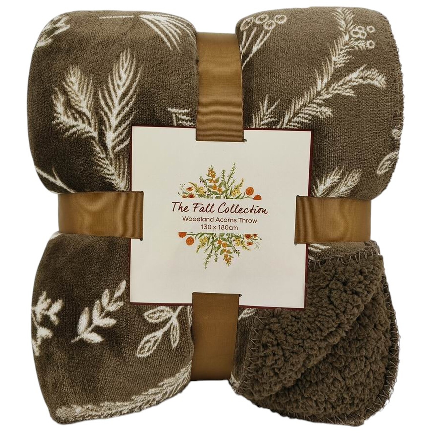 Woodland Acorns Sherpa Throw Brown Image