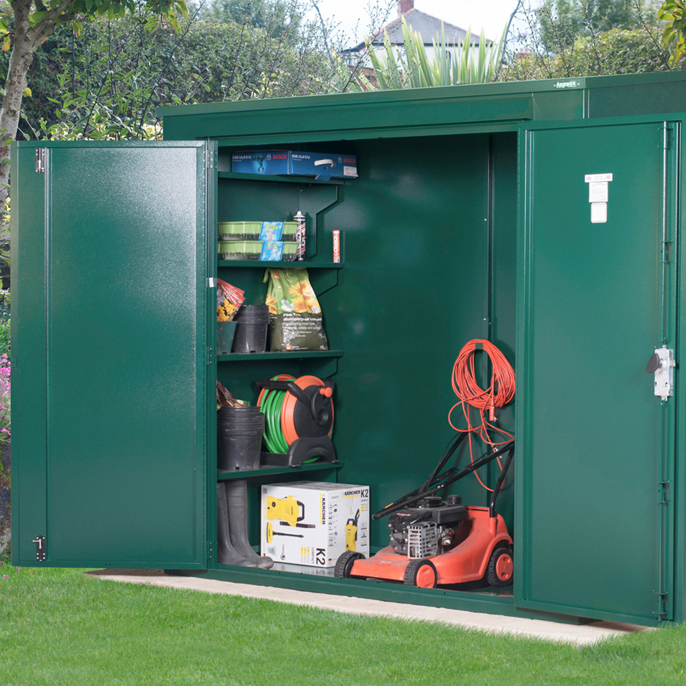 Asgard Trojan Plus 7 x 3ft Double Door Green Bike and Garden Shed Image 4