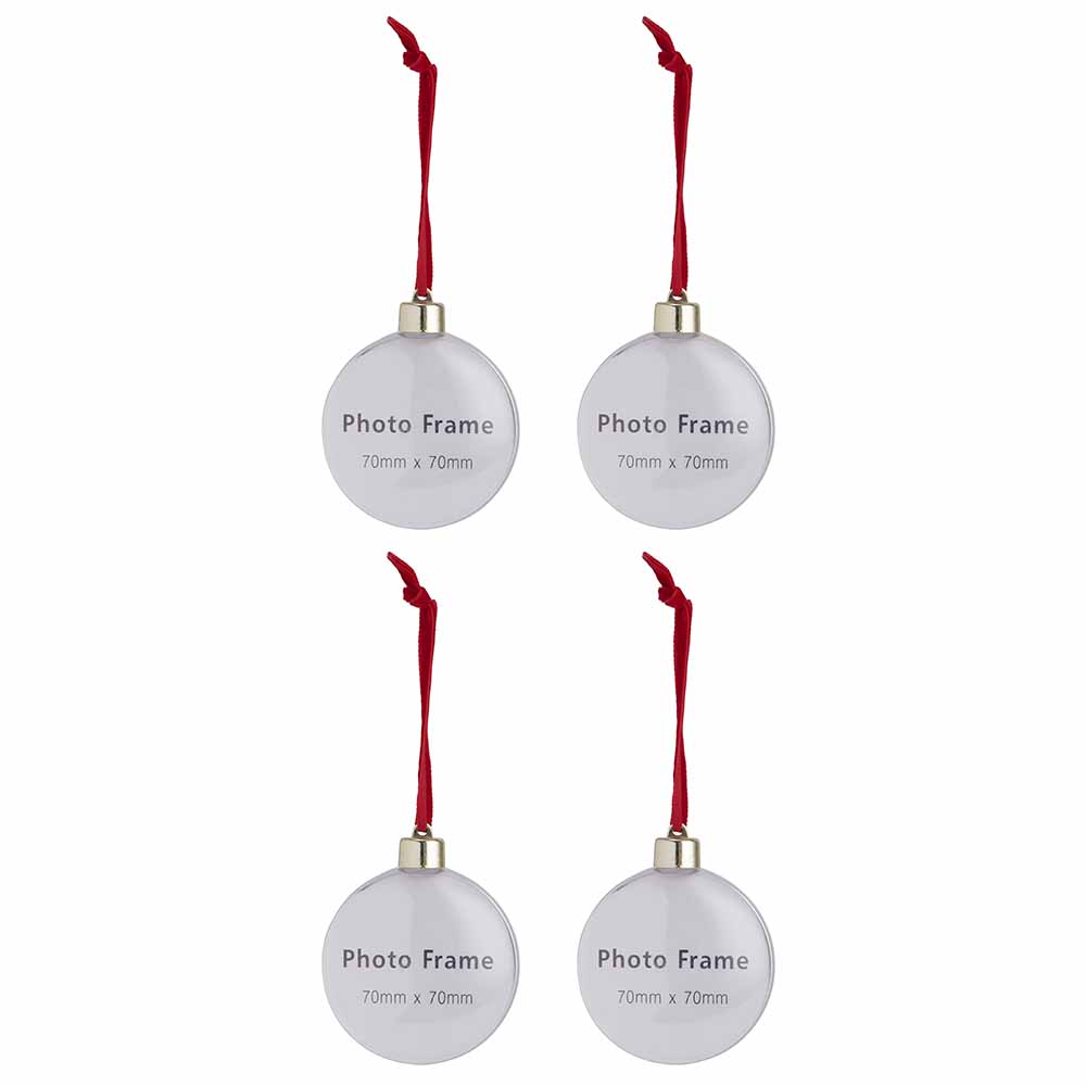 Wilko Traditional Photo Frame Christmas Baubles 4 Pack Image 2