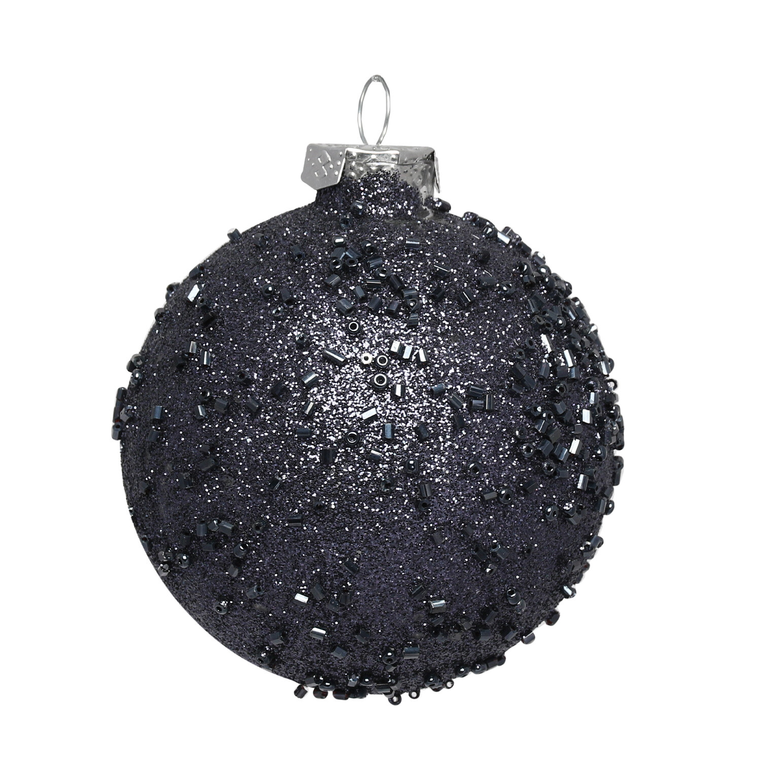 Single Midnight Fantasy Navy Beaded Glitter Bauble in Assorted styles Image 1