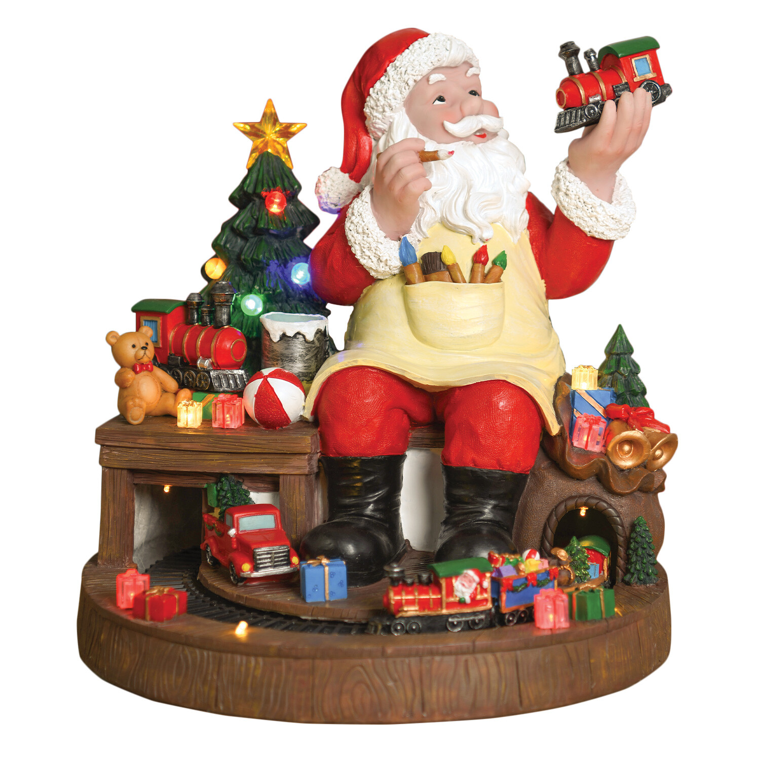 Festive Painting Santa with Train Decoration Large Image 1