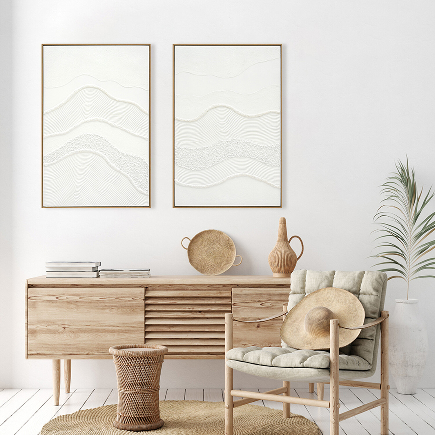 Textured White Abstract Framed Canvas Image 7