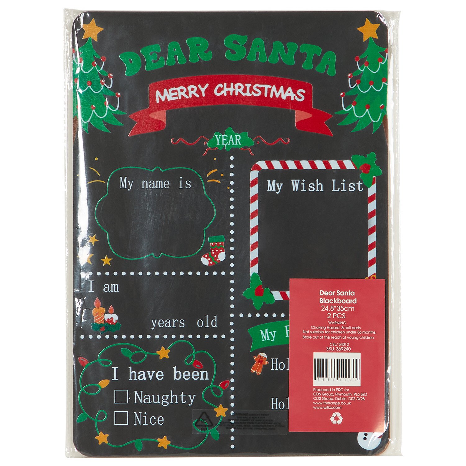 Dear Santa Blackboards - Black Image 1