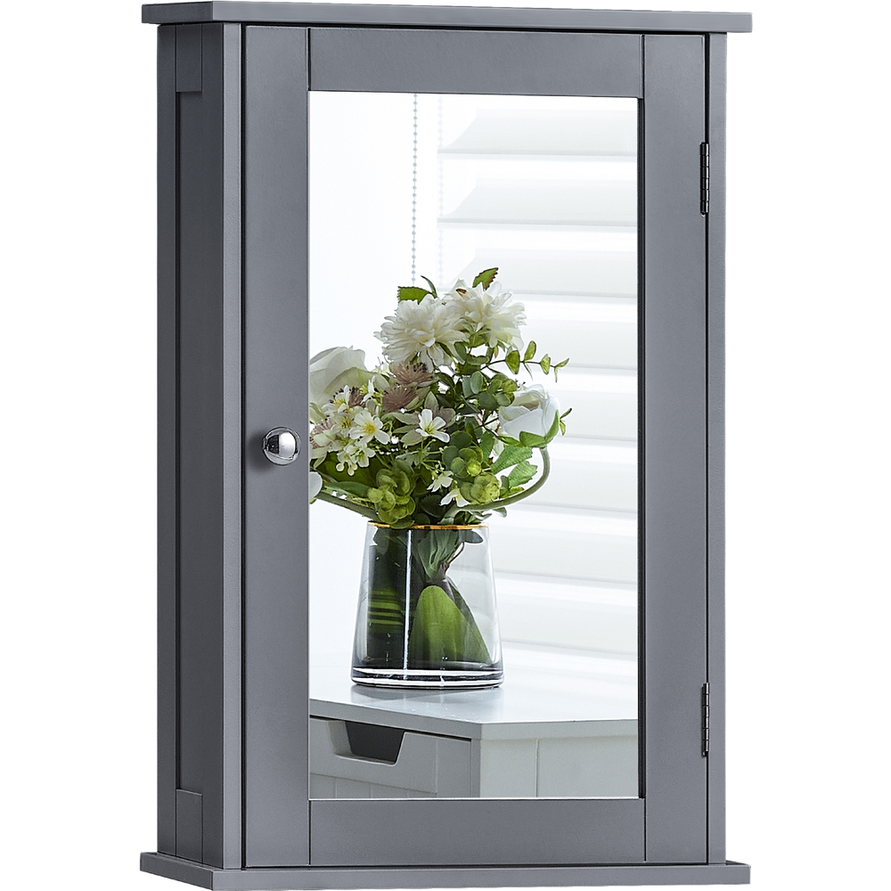 BATH VIDA Priano Single Door Grey Mirror Bathroom Cabinet Image 2