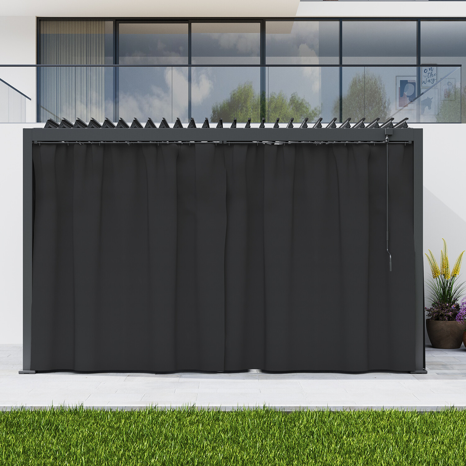 Ezra Pergola Sidewall Grey 4m Image 3