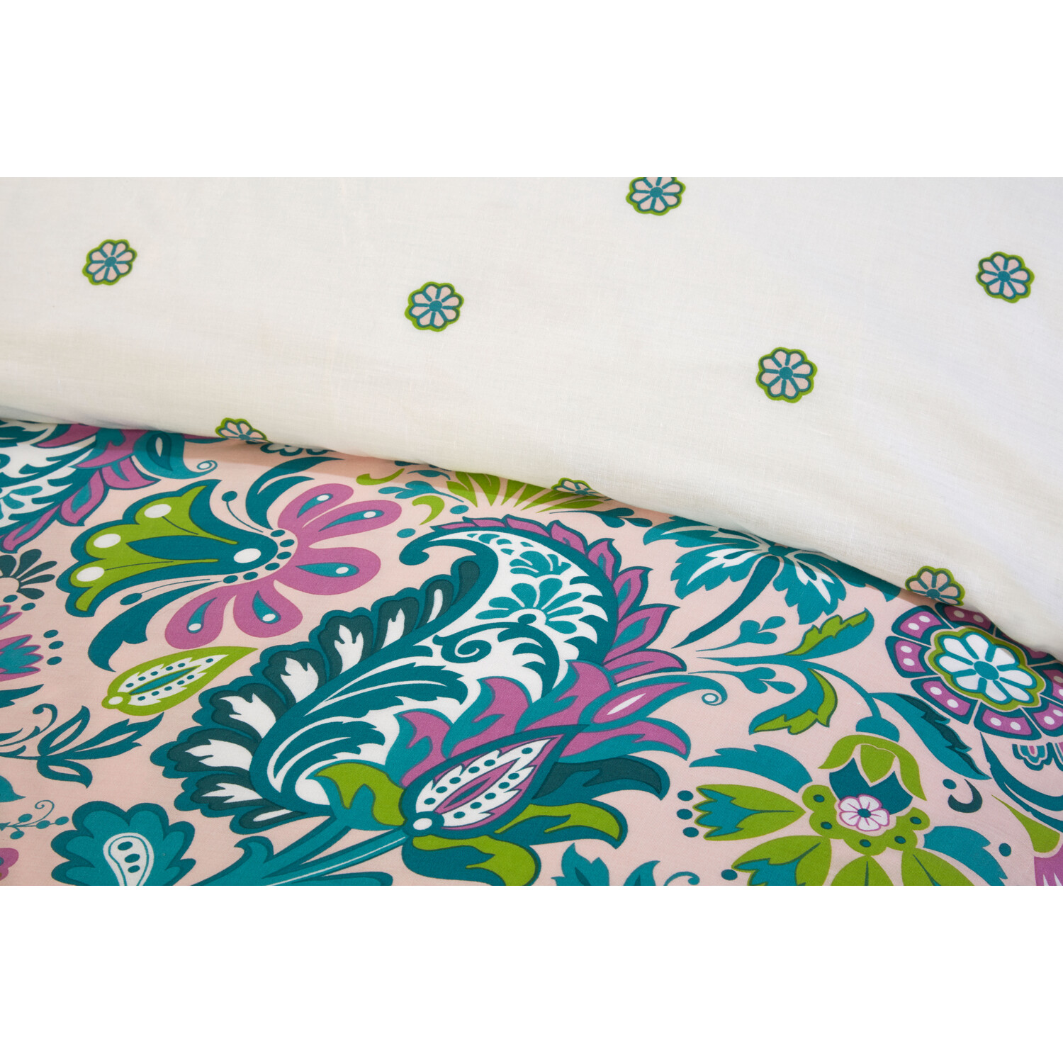Oriana Paisley Duvet Cover and Pillowcase Set - Teal / King Image 4