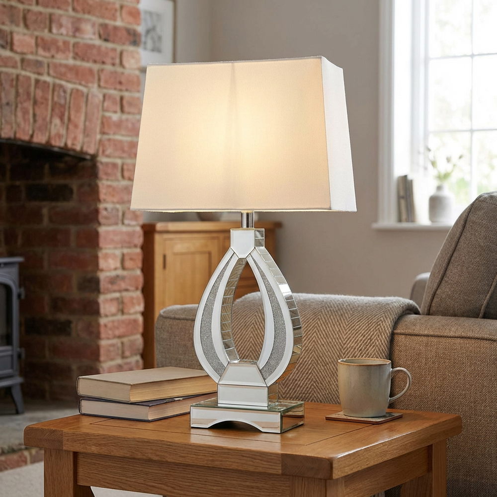 Eternity White Oval Crystal Encased Table Lamp Image 7