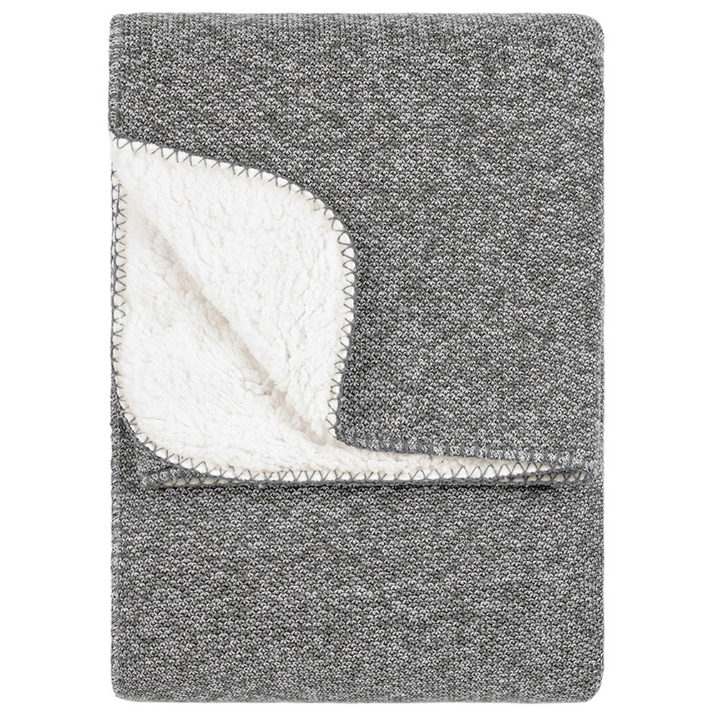 furn. Nurrel Grey Knitted Throw 130 x 180cm Image 1