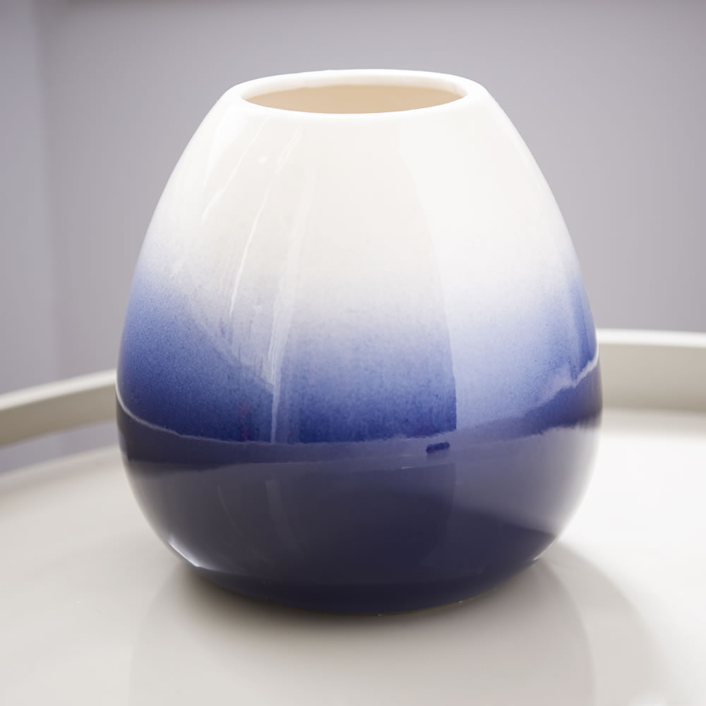 Wilko Ombre Blue Vase Image 2