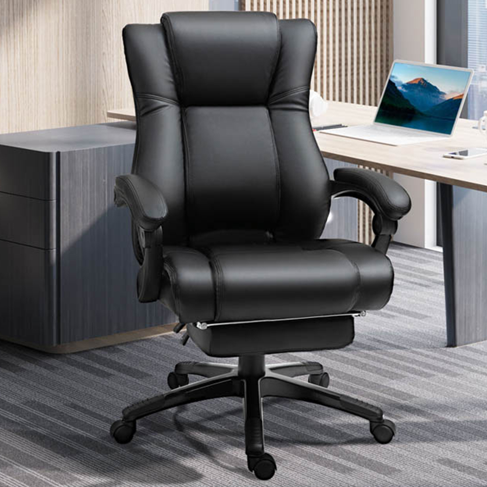 Portland Black PU Leather Swivel Recliner Executive Office Chair Image 1