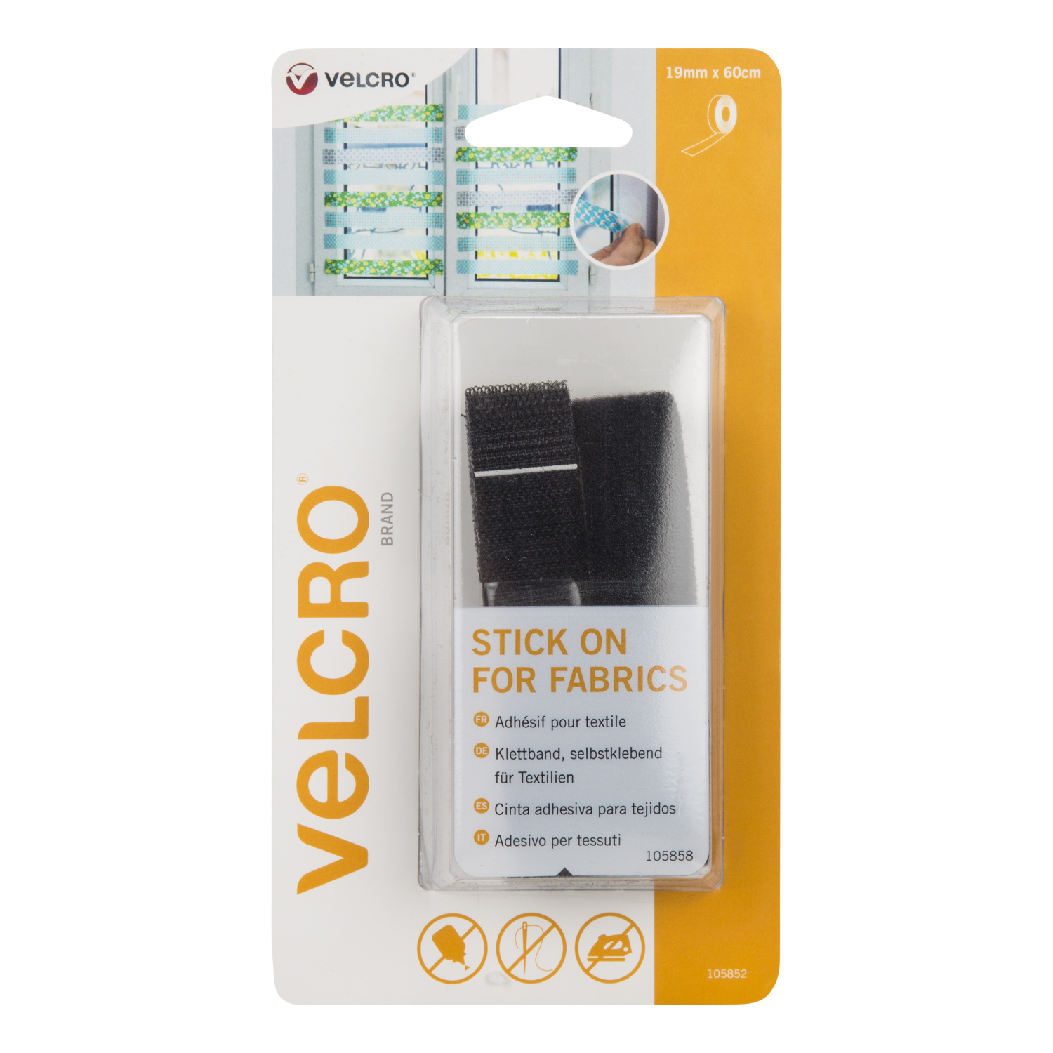 VELCRO Brand Stick On Tape For Fabrics  - Black Image
