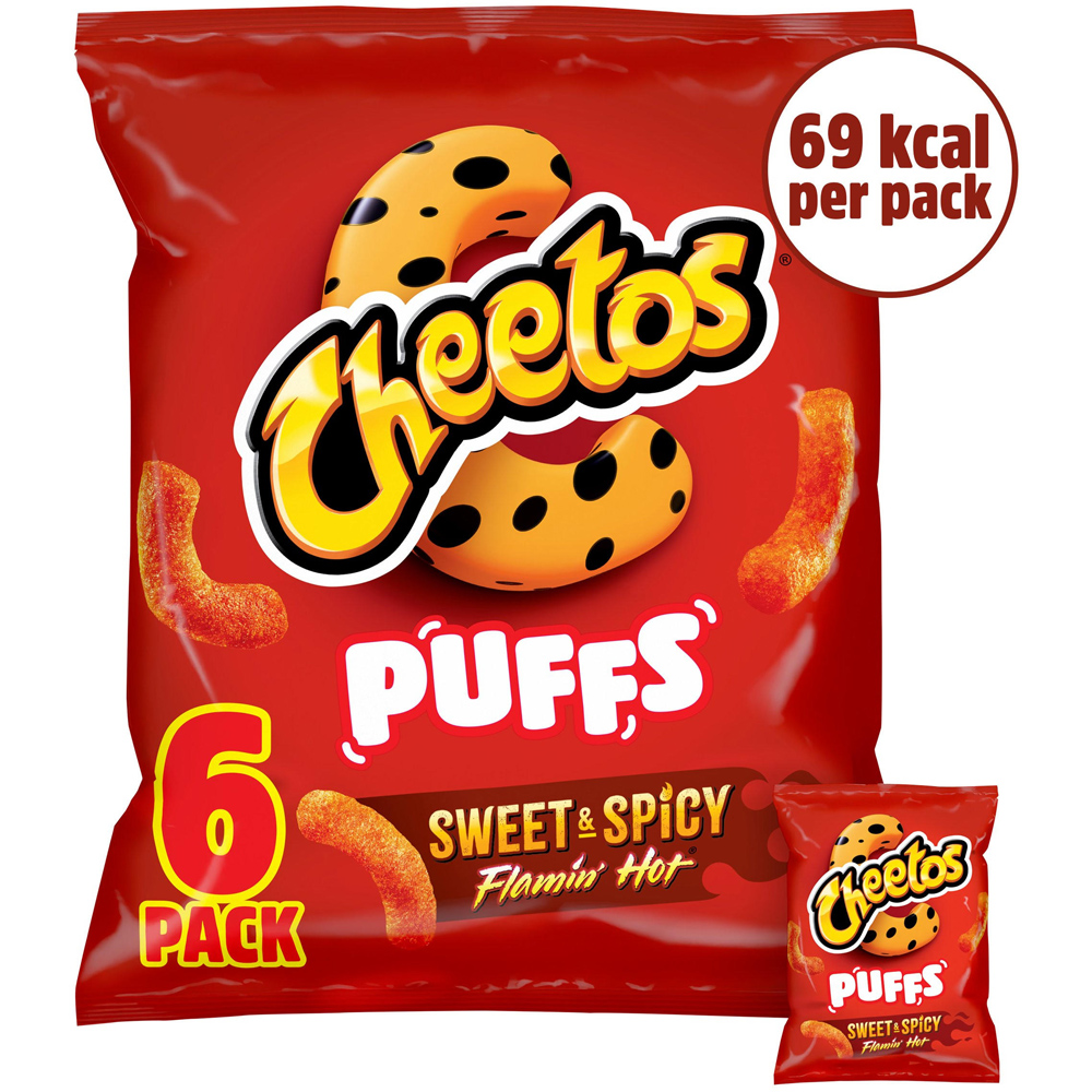 Cheetos Sweet and Spicy Flamin Hot Puffs 6 Pack Image