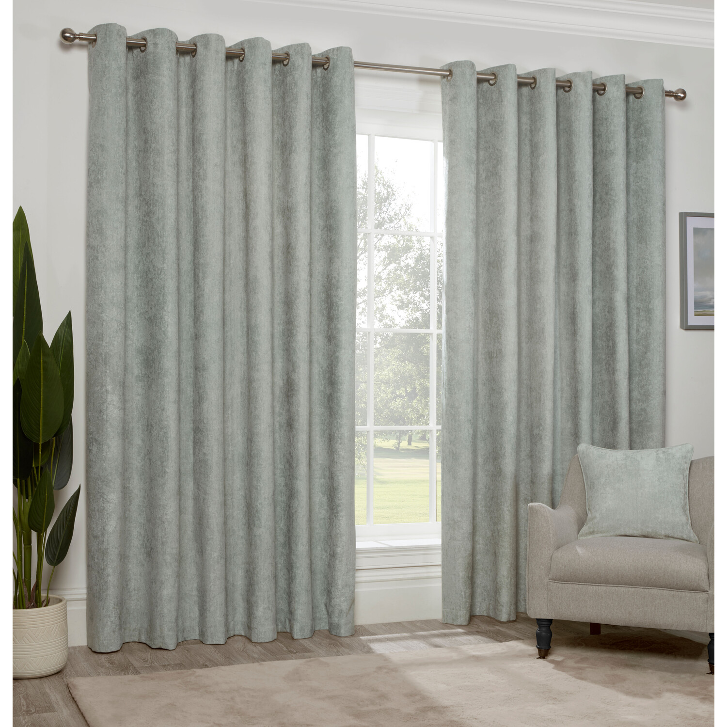 Divante Alden Sage Thermal Eyelet Curtain 229 x 168cm Image 2