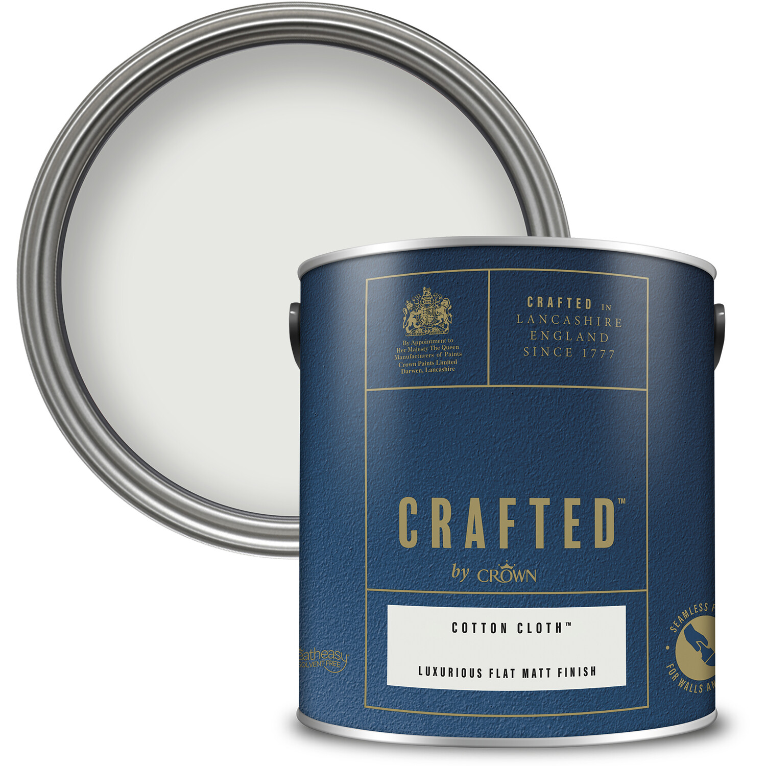 Crown Crafted Walls and Wood Cotton Cloth Luxurious Flat Matt Paint 2.5L Image 1