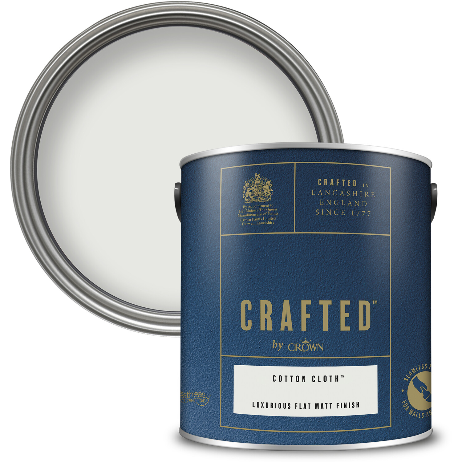 Crown Crafted Walls & Wood Cotton Cloth Luxurious Flat Matt Paint 2.5L Image 1