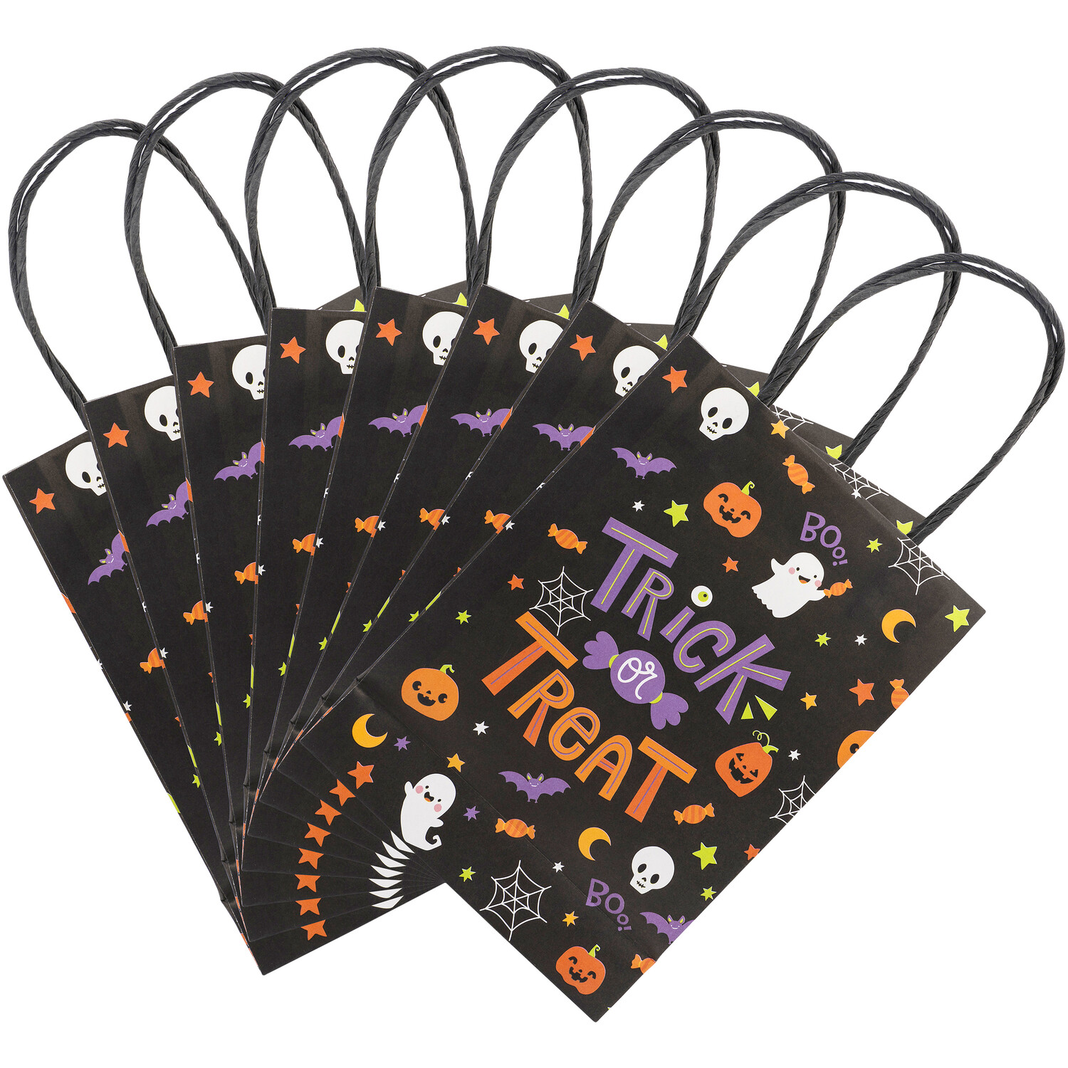 Pack of 8 Trick or Treat Party Bags Black Image 4