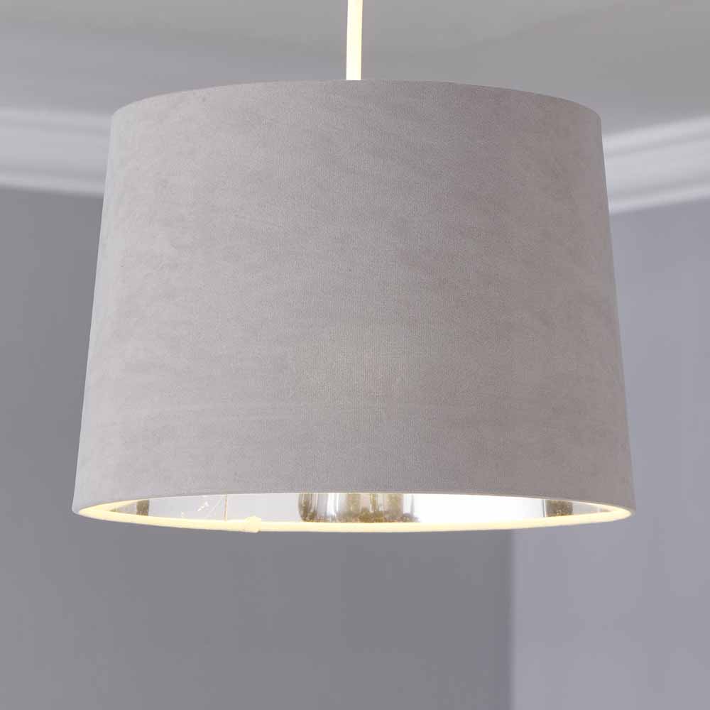 Wilko Grey Silver Velvet  Light Shade Image 4