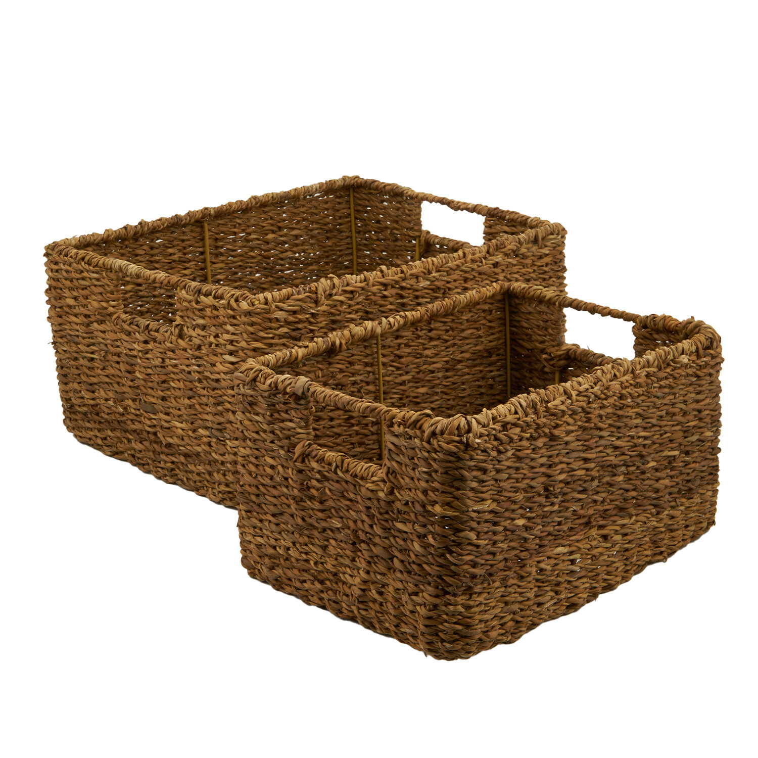 Set of 2 Sea Grass Storage Baskets - Brown Image 2