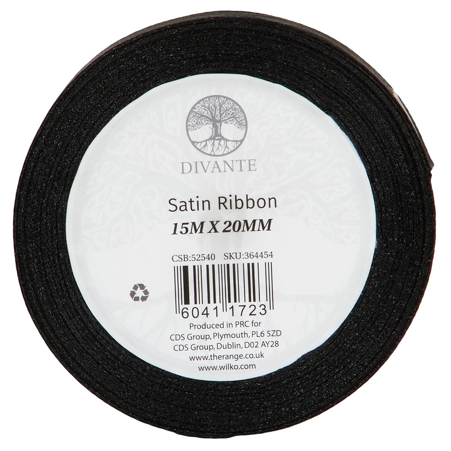 Satin Ribbon 15m - Jet Black Image 1