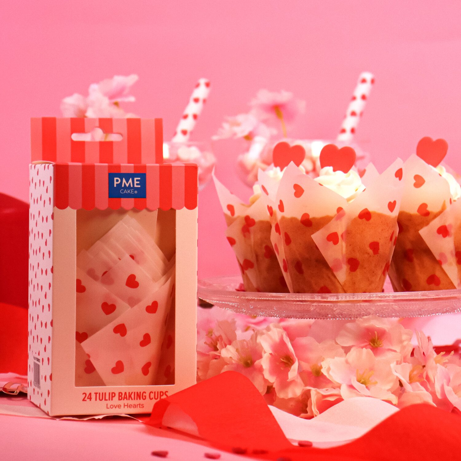 Pack of 24 Love Heart Tulip Shaped Muffin Cases Image 3