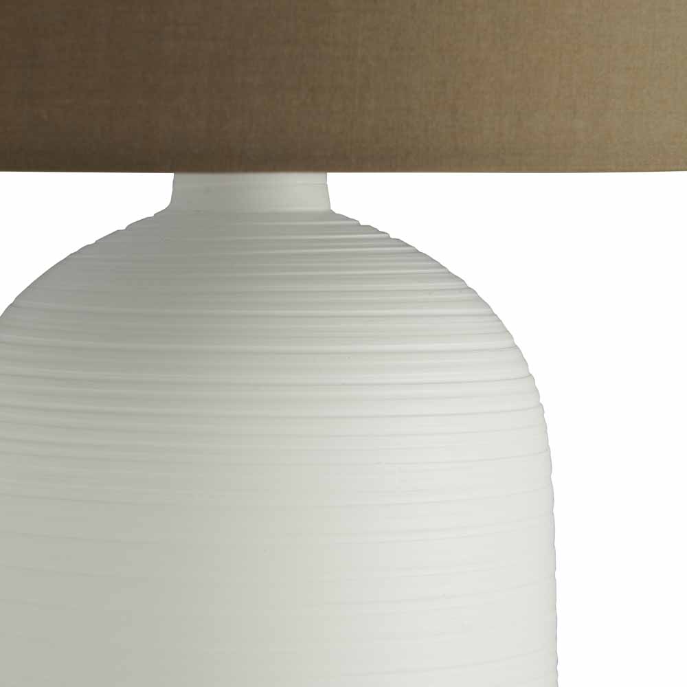 Wilko Cream Ceramic Etched Table Lamp Image 2