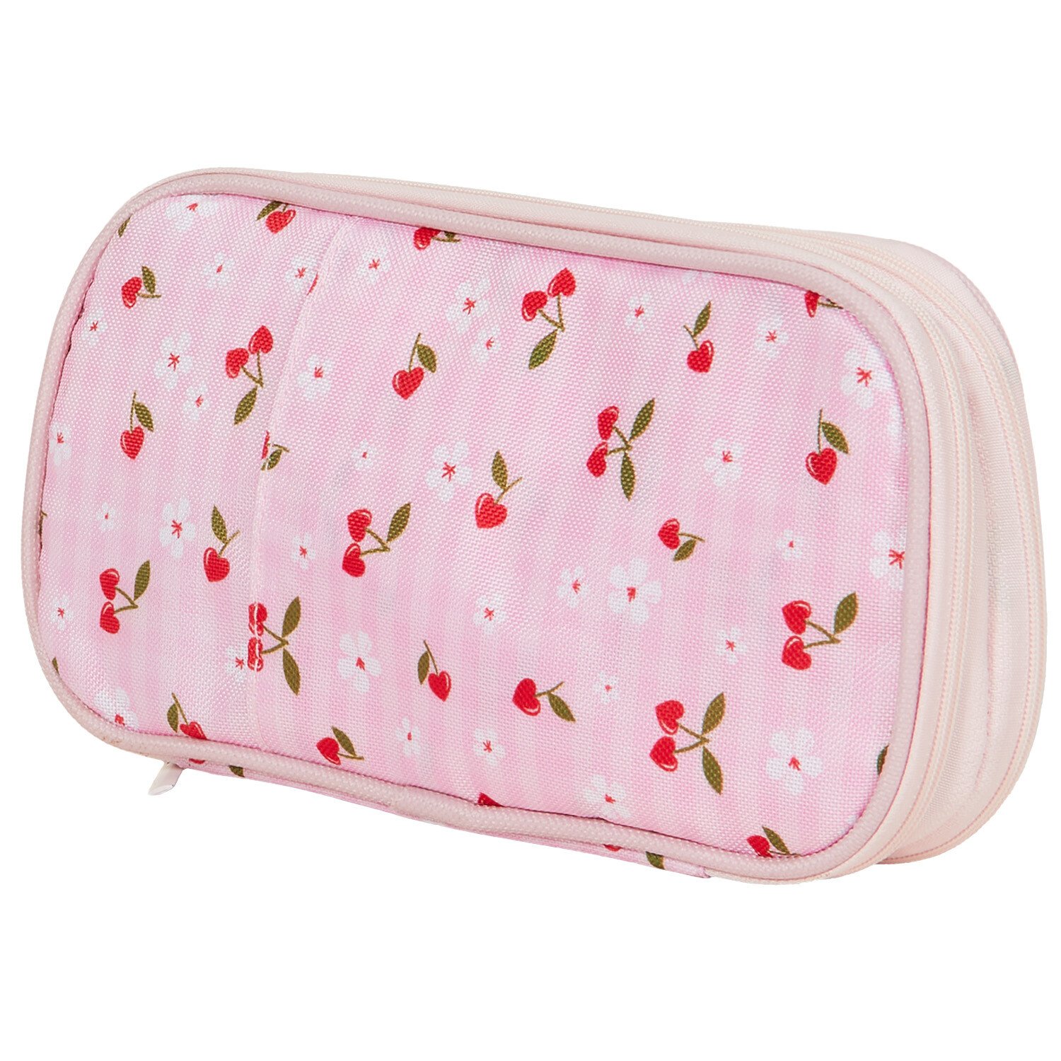 Cherry Hearts Compartment Pencil Case - Pink Image 3