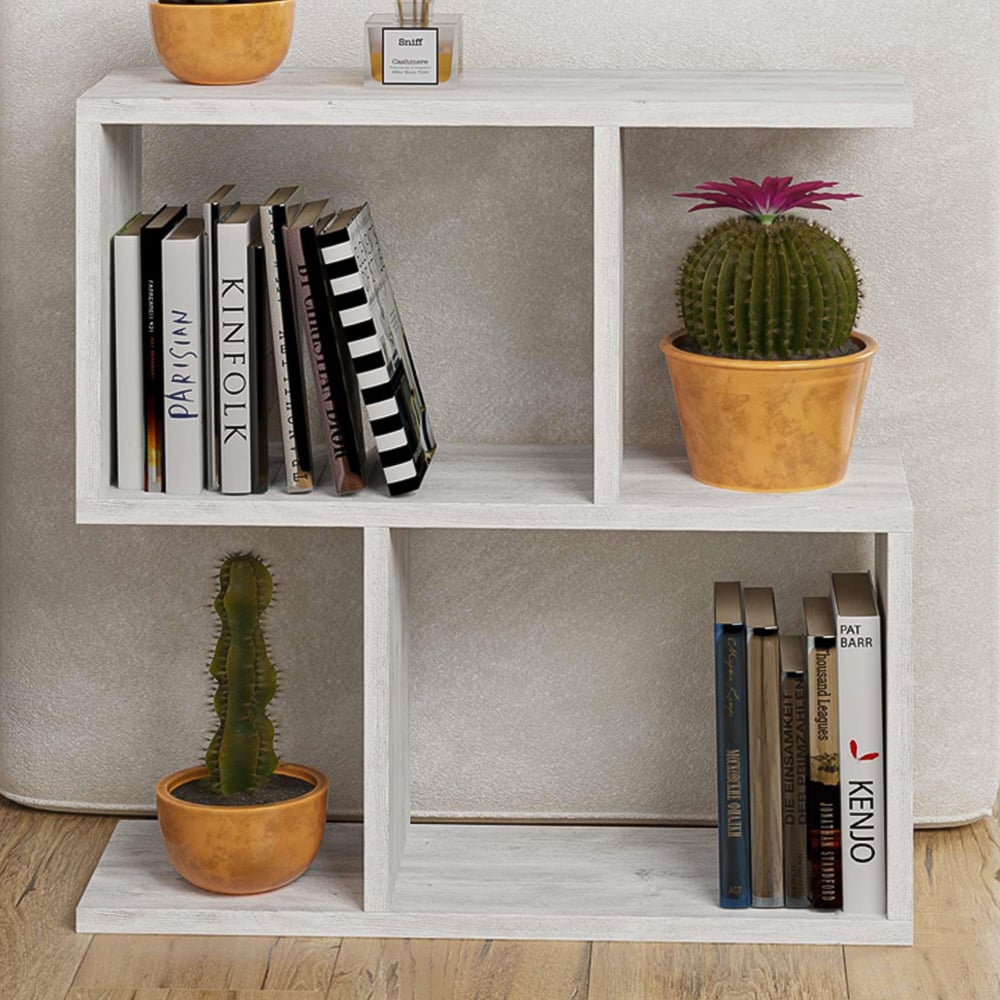 Decortie Homemania 4 Shelf Ancient White Modern Side End Table Image 1