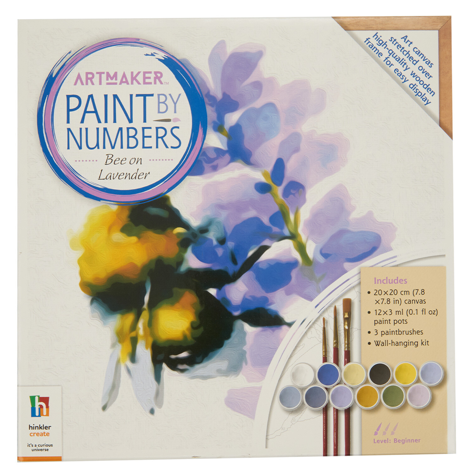 Paint by Numbers Canvas  - White / Bee on Lavender Image 1