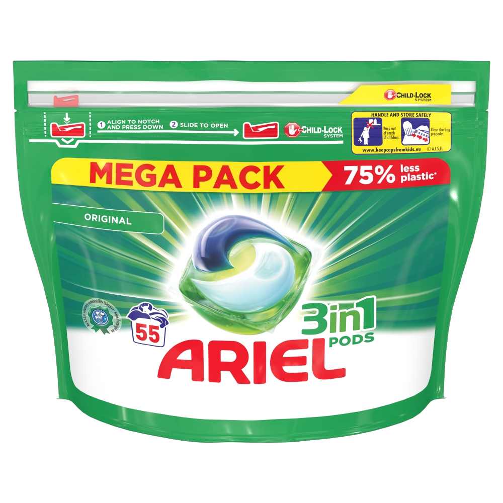 Ariel 3 In 1 Pods Regular Wash Liquid Caps 55 Wash Image