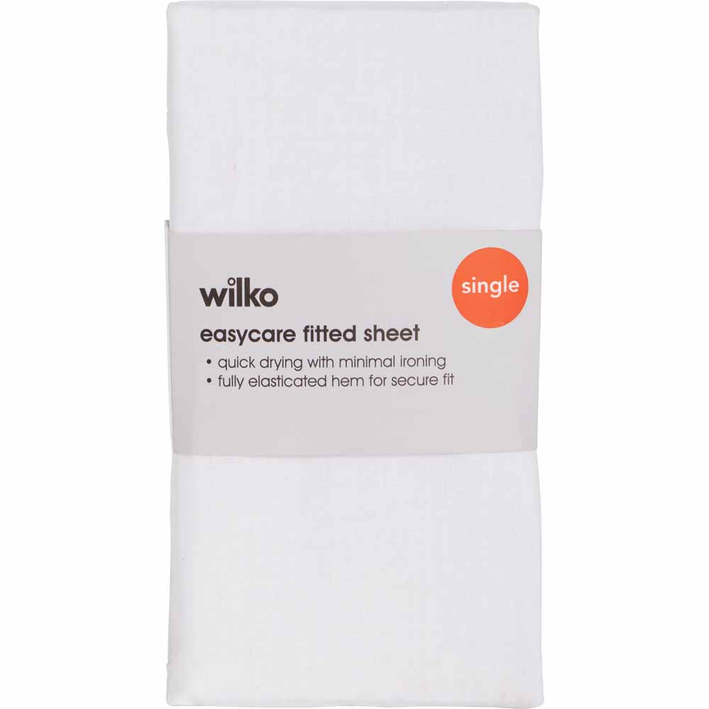 Wilko Single White Polycotton Fitted Bed Sheet 50cm Image 2