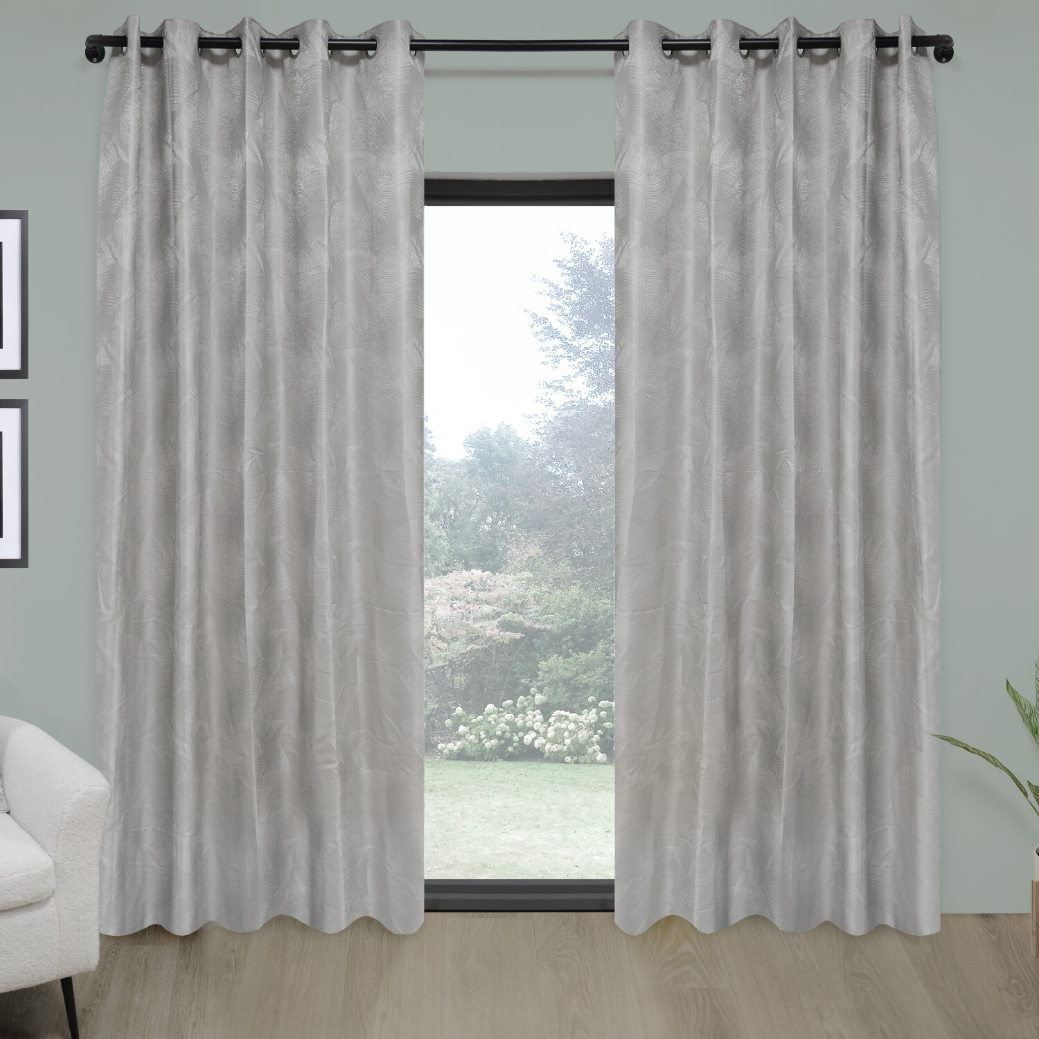 Phoenix Eyelet Curtain - Silver / 168cm / 137cm Image 1