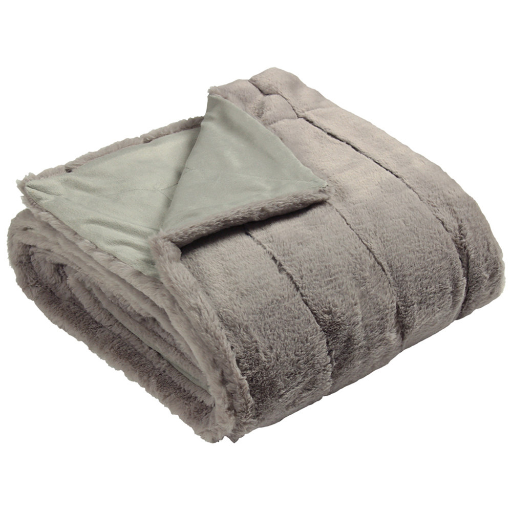 Paoletti Empress Grey Large Faux Fur Throw 140 x 200cm Image 1