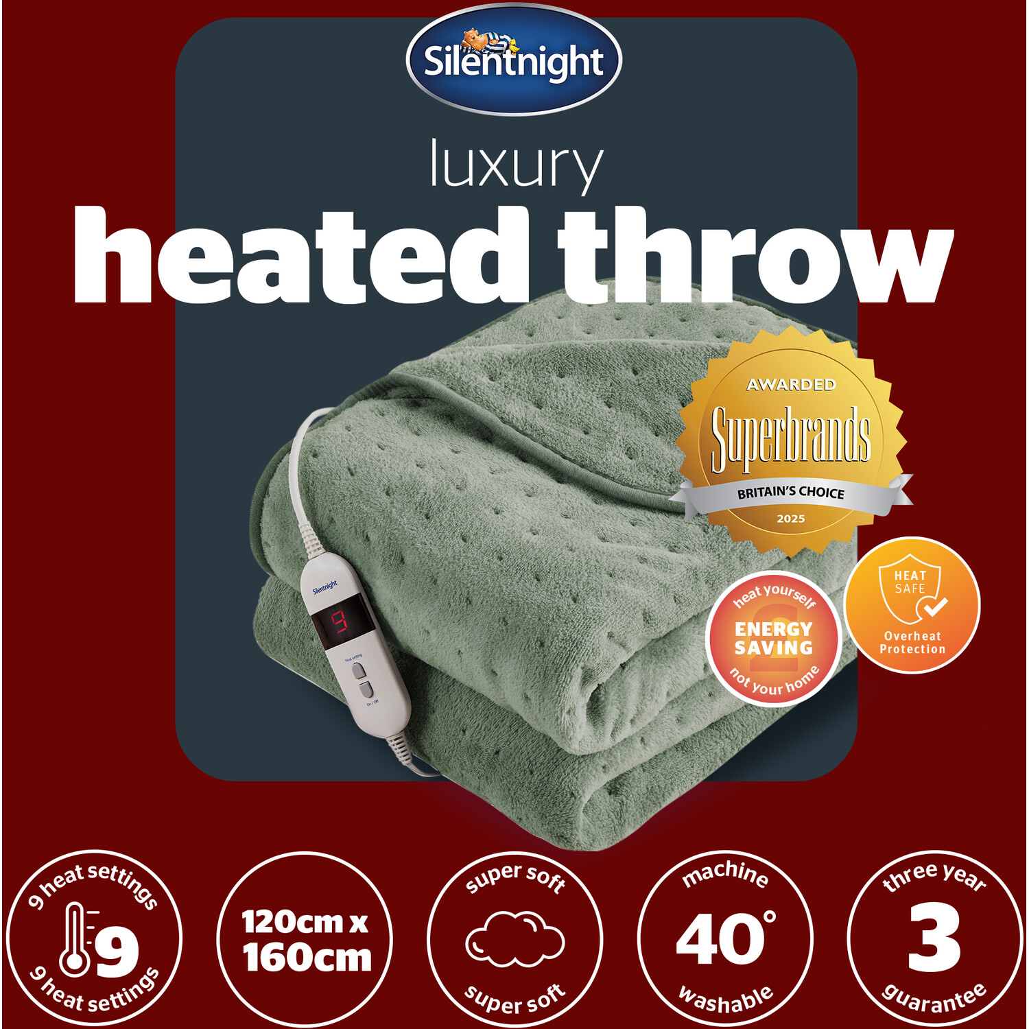 Silentnight Luxury Heated Throw Green Image 2