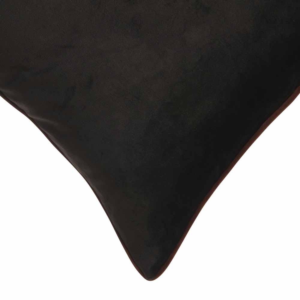 Wilko Black Velvet Tobacco Piping Cushion 43x43cm Image 2