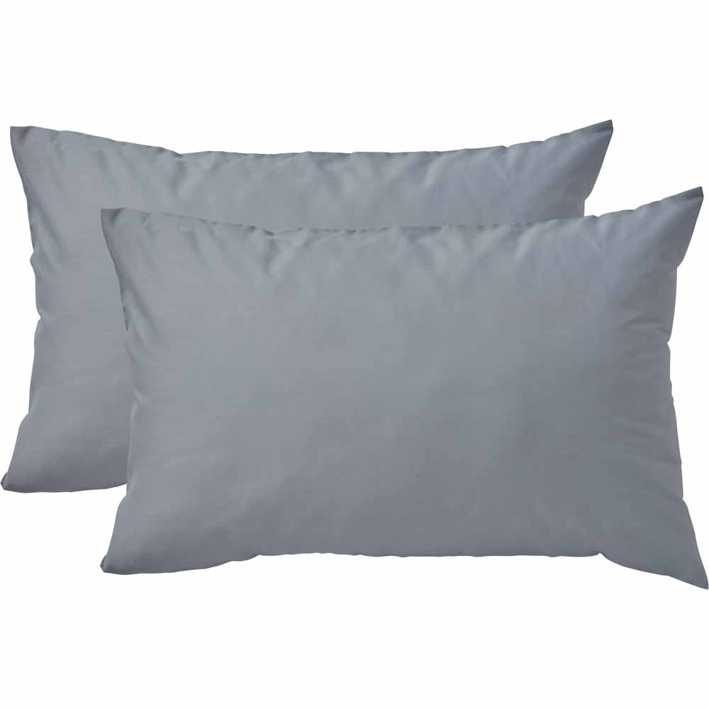 Wilko Blue Fog Housewife Pillowcases 2 Pack Image 1