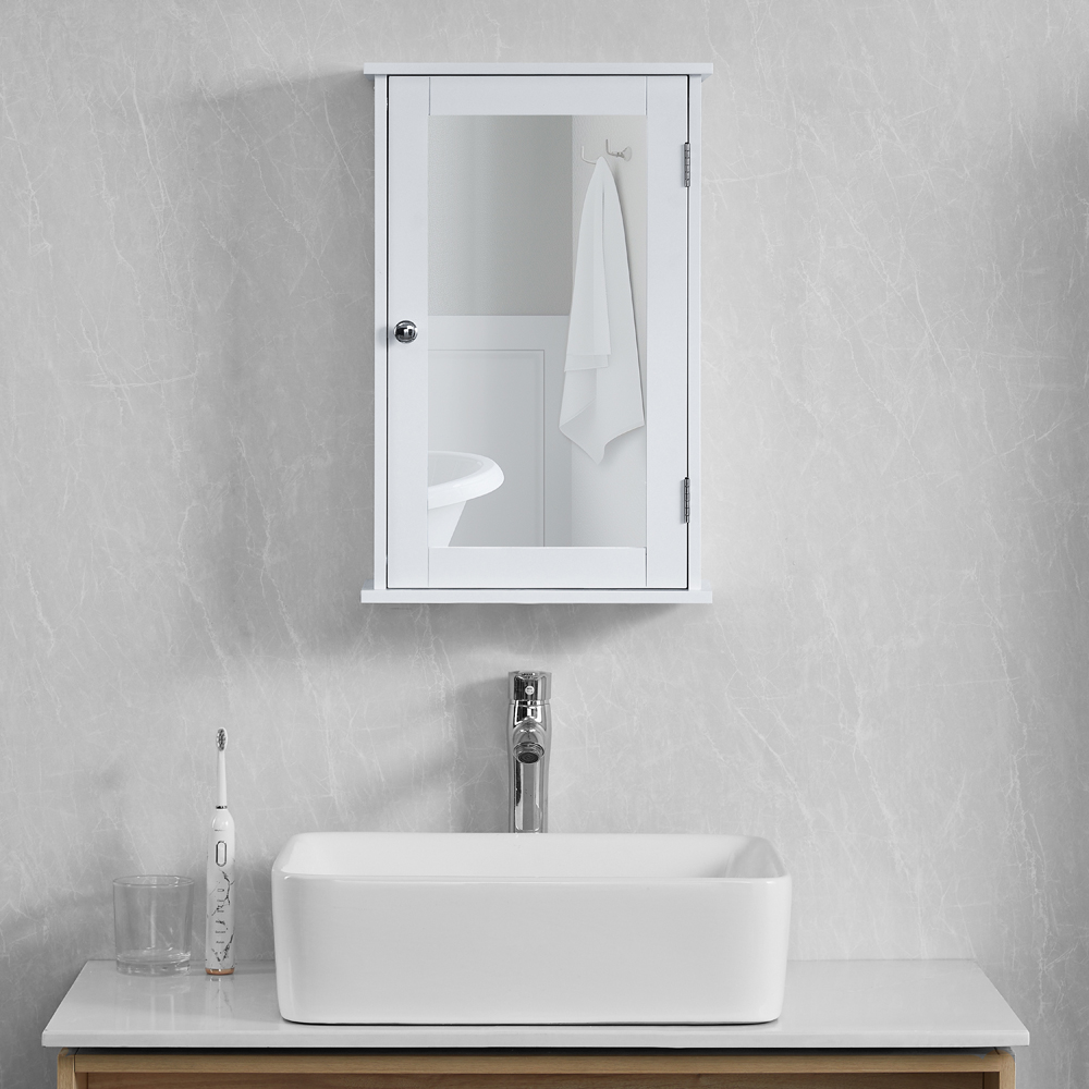 BATH VIDA Priano White Single Door Mirror Bathroom Cabinet Image 4