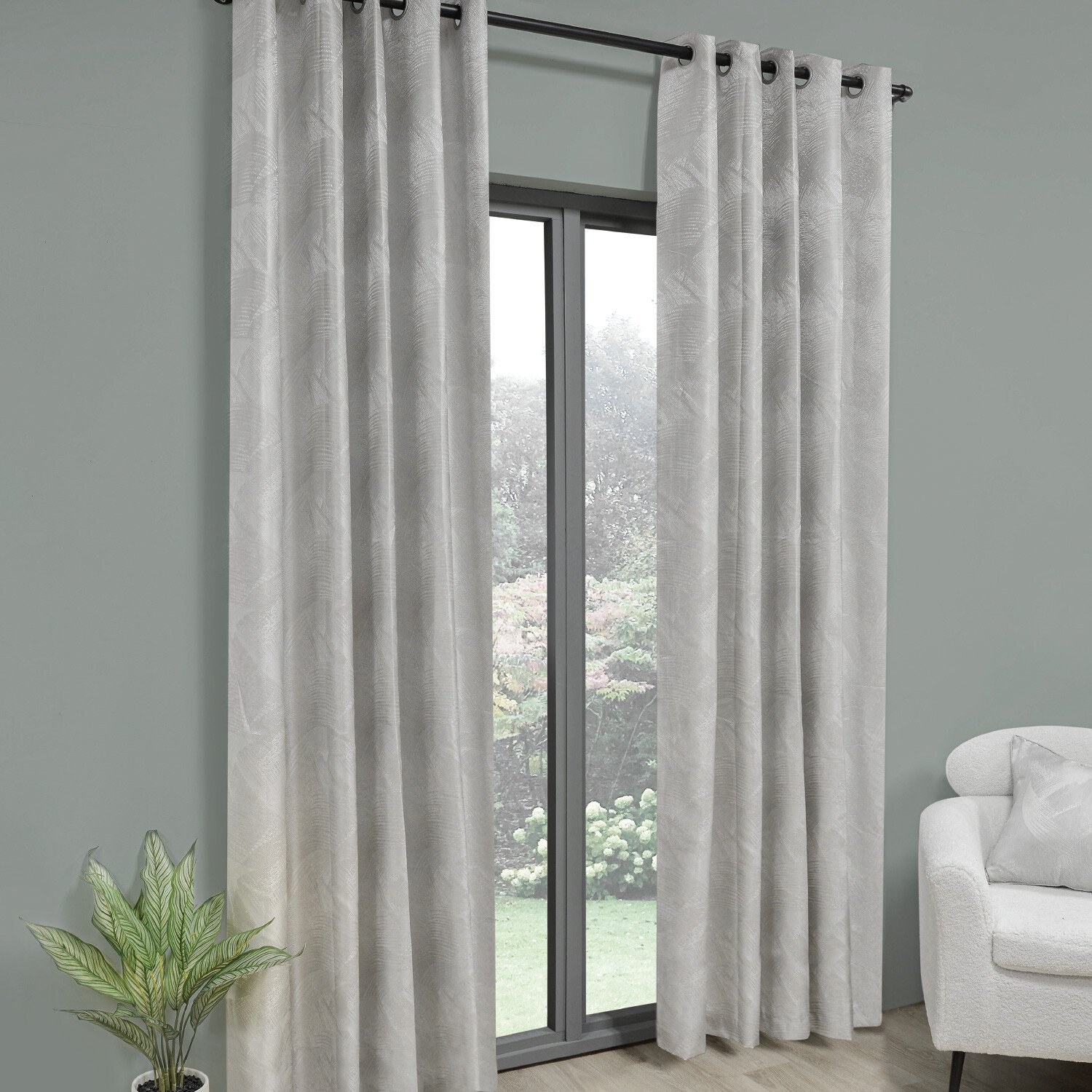 Phoenix Eyelet Curtain - Silver / 168cm / 137cm Image 2