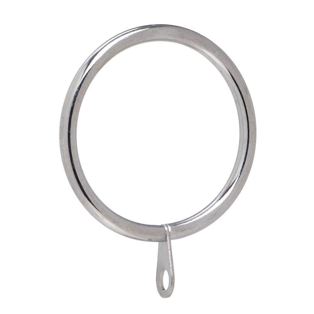 Wilko 8 pack 28mm Chrome Effect Curtain Pole Rings Image