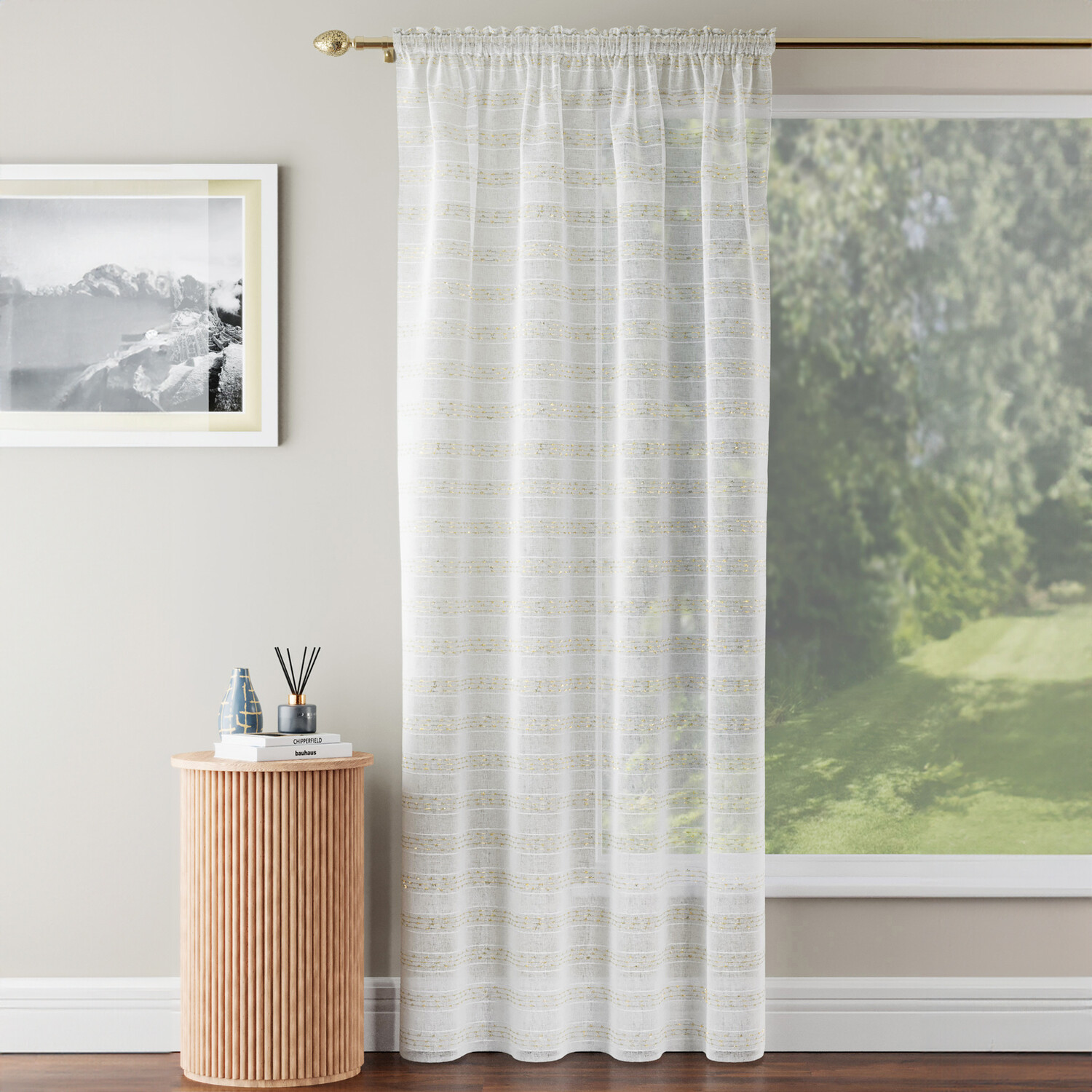 Lima Panel Curtain Gold 137cm Image 1